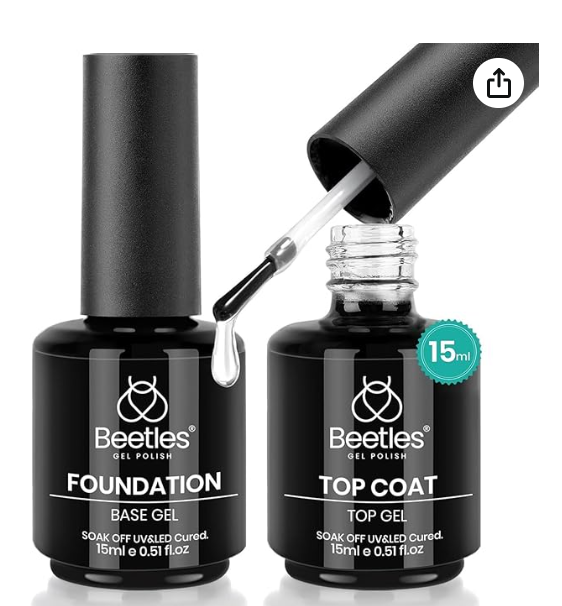 Beetles 2 Pcs 15ml No Wipe Gel Top Coat and Base Coat Set