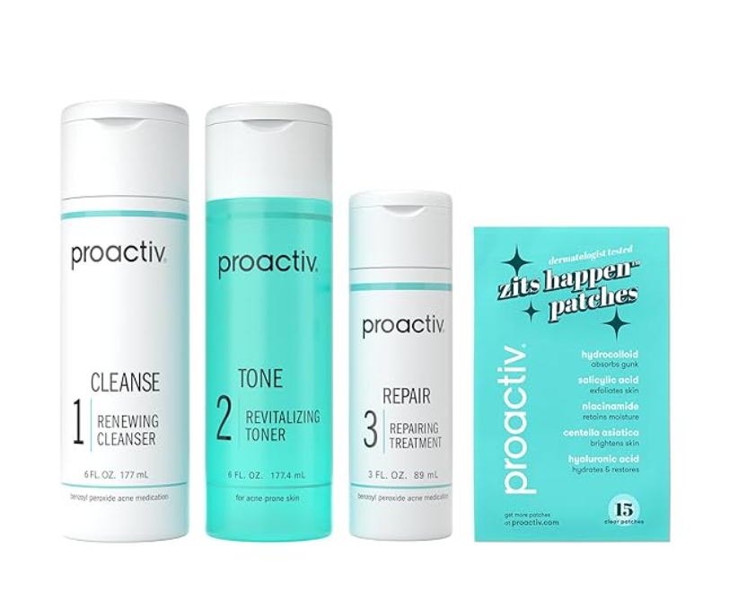 Proactiv 3 Step Acne Treatment w/ Pimple Patches - Benzoyl Peroxide Face