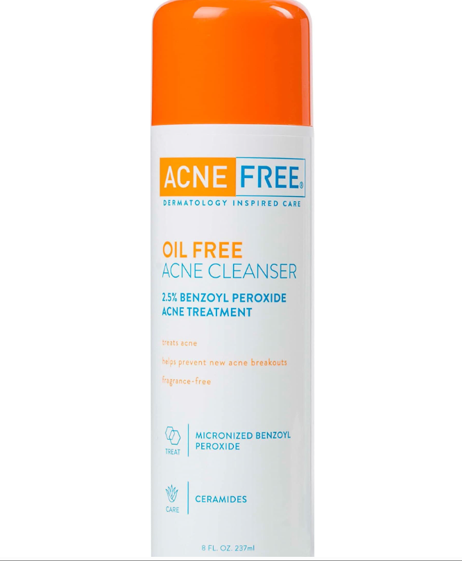 AcneFree Acne Free Oil-Free Cleanser, Benzoyl Peroxide 2.5% with Glycolic Acid