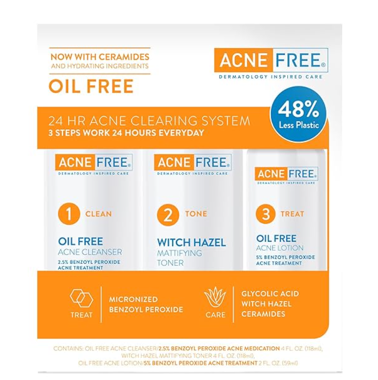 Acne Free 3 Step 24 Hour Acne Treatment Kit