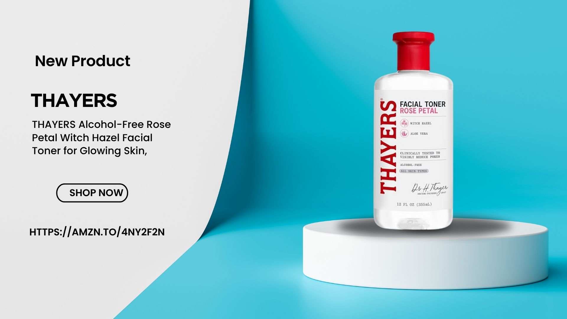 THAYERS Alcohol-Free Rose Petal Witch Hazel Facial Toner for Glowing Skin