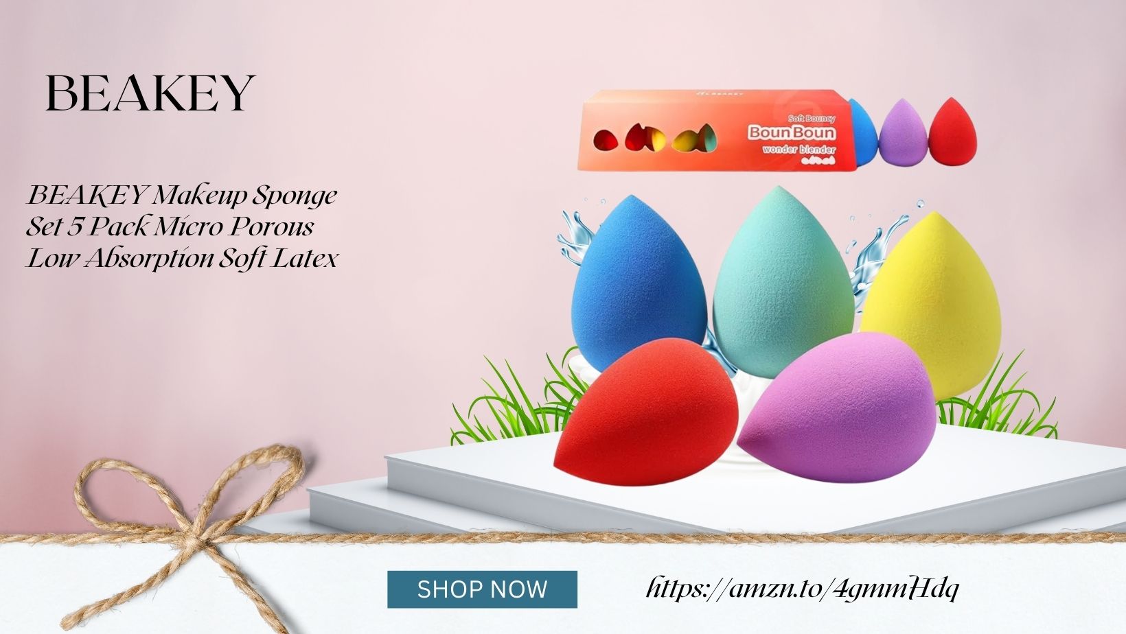 BEAKEY Makeup Sponge Set 5 Pack Micro Porous Low Absorption Soft Latex
