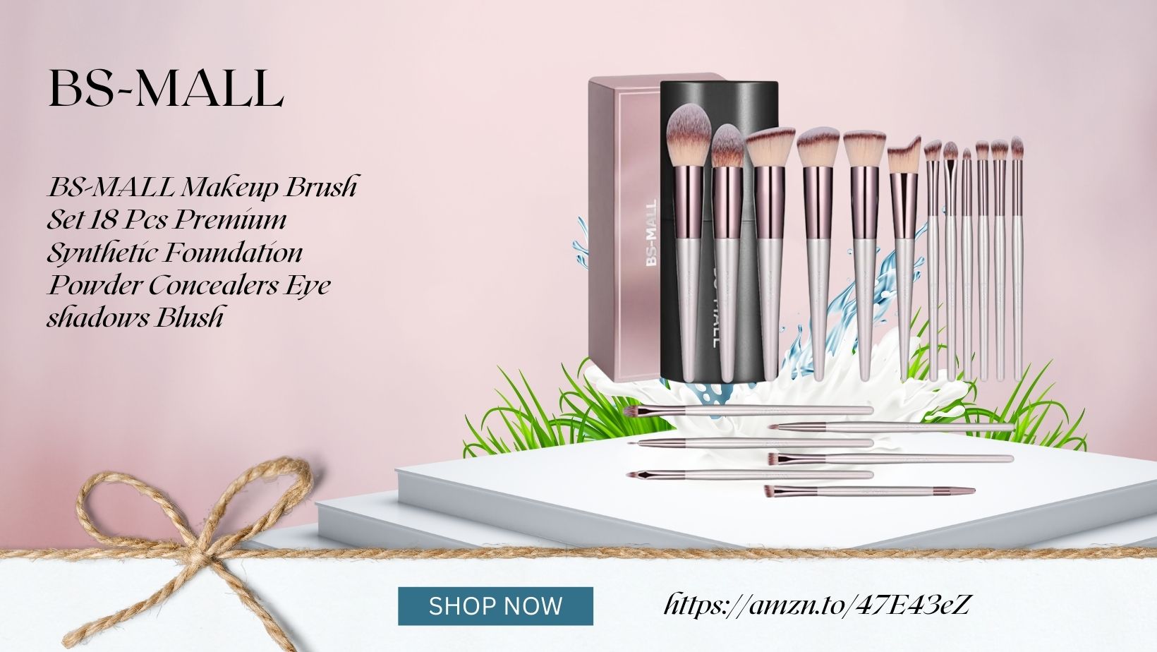 BS-MALL Makeup Brush Set 18 Pcs Premium Synthetic Foundation Powder Concealers Eye shadows Blush